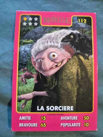 Carte Héros Disney Pixar Auchan n° 112/135 Rebelle La sorcière