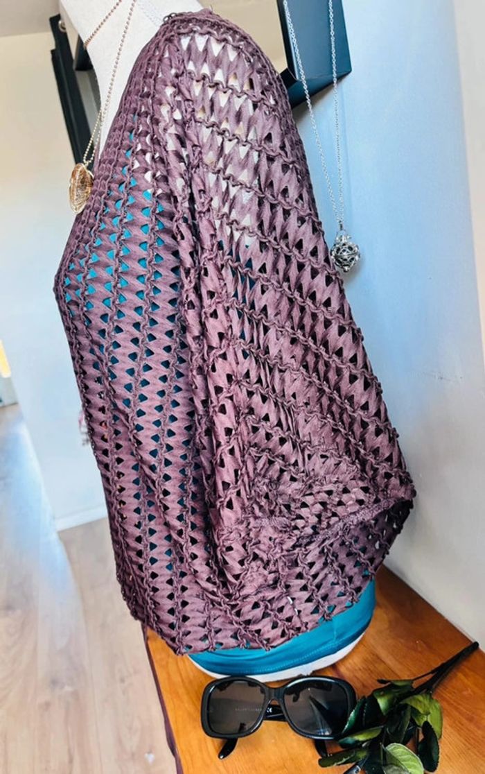 💕 top crochet marron de plage taille 38 m #zara - photo numéro 4