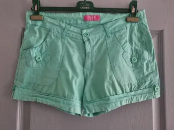 Short élastiqué femme - Taille 40 / L - E&D - Vert d'eau
