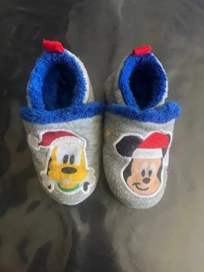 Chaussons antidérapants 12/18 mois Noël Mickey et Pluto