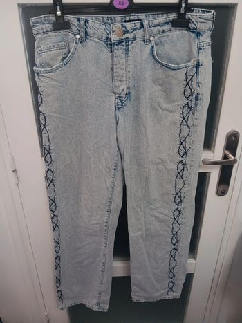 Jean mam taille haute brodé, style vintage 36