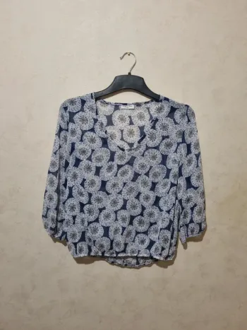 blouse manches 3/4 transparente motif pissenlit renatto bene