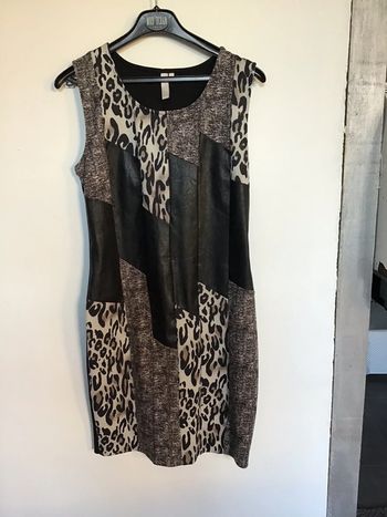 Robe bi matière motifs animalier