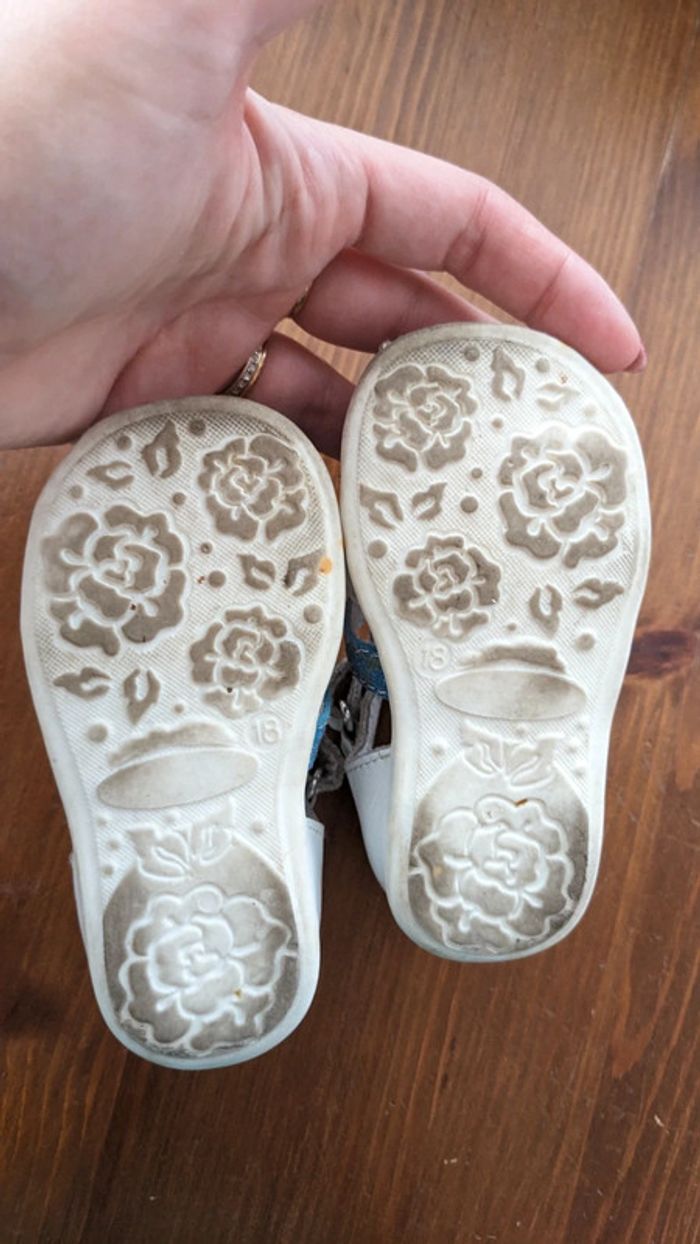Sandale blanche et bleu paillettes bébé - photo numéro 9