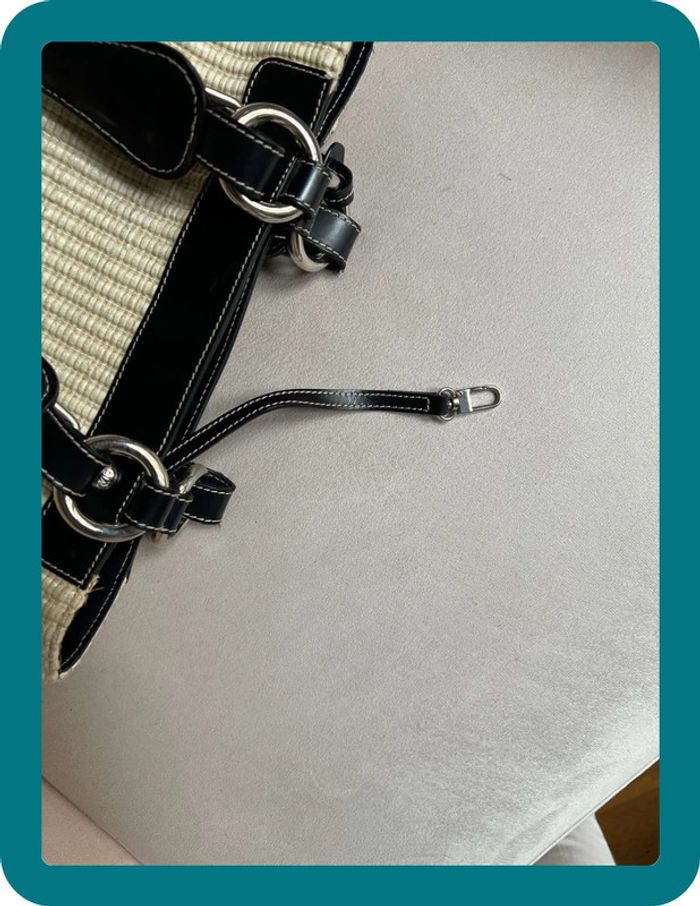 Sac à main cabas paille et cuir vintage - Anne Fontaine - photo numéro 11