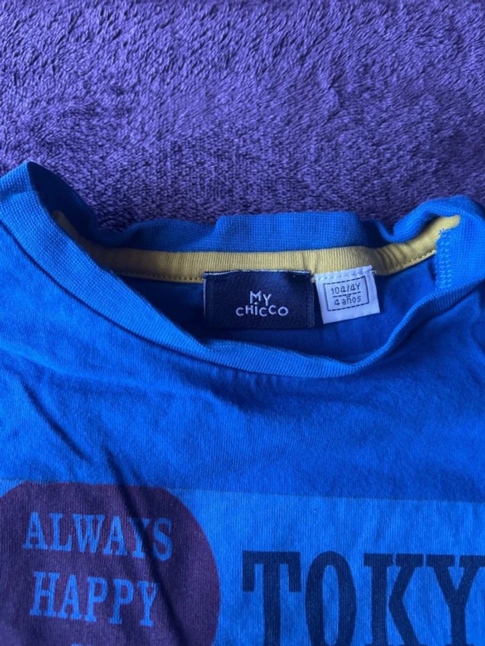 T-shirt manches courtes garcon en coton bleu et imprimés thème villes My Chicco taille 4 ans - photo numéro 3