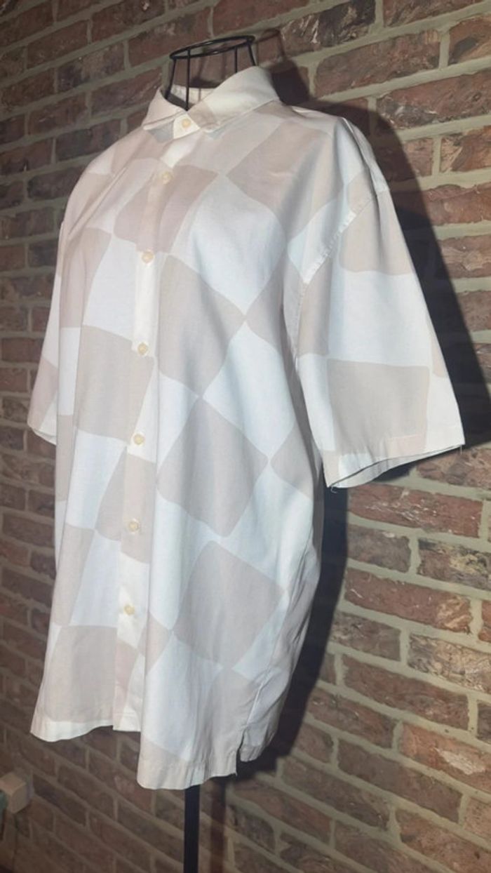 Chemise manches courtes beige et brune Bershka Taille S / 36 - photo numéro 7