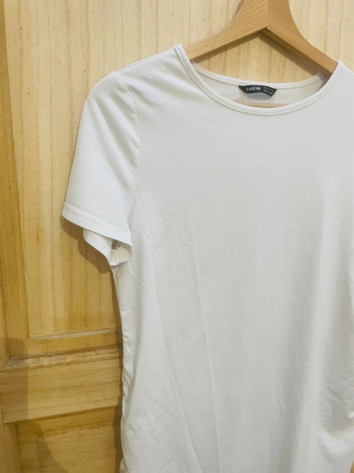 T-shirt manches courtes blanc uni basique simple taille 38 - photo numéro 2
