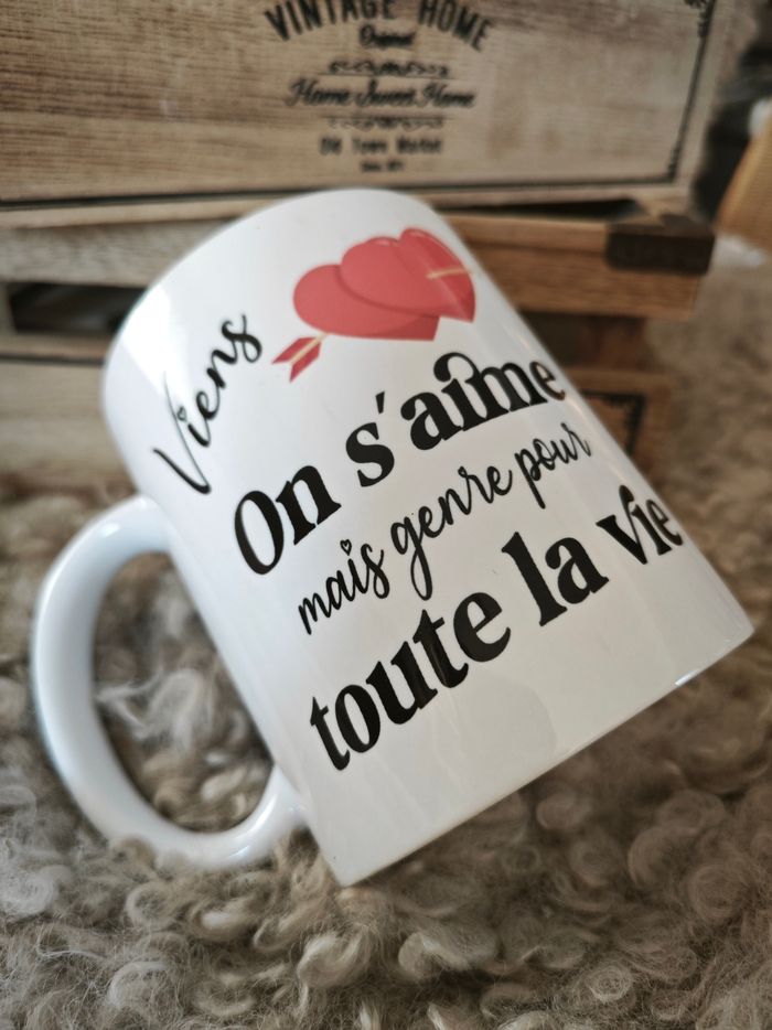 Tasse Idée Cadeau Saint Valentin - Viens on s'aime toute la Vie - photo numéro 5