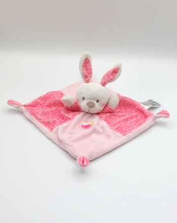 Doudou plat lapin blanc rose MOTS D’ENFANTS poule pois étoiles Leclerc
