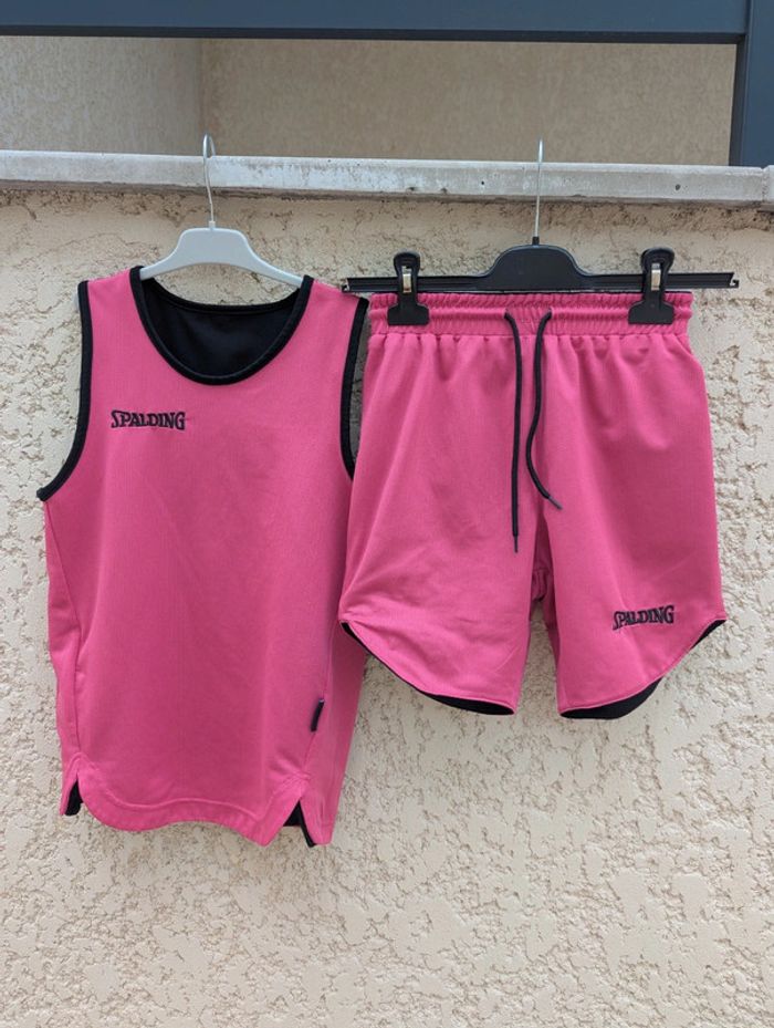 Ensemble de basket Spalding réversible noir rose taille 8-10 ans - photo numéro 2