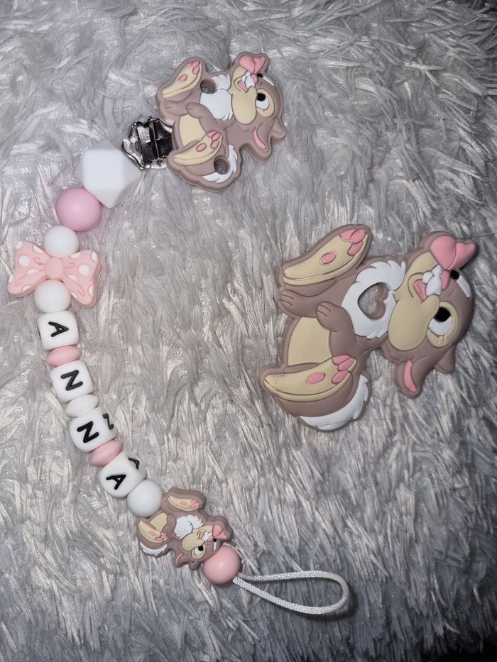 Attache tétine, doudou et anneau de dentition Bambi - photo numéro 5