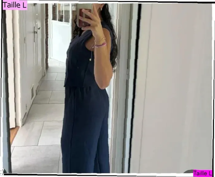 Ensemble Femme Deux Pièces Bleu Marine Gilet Pantalon - Taille L Neuf Jamais Porté - photo numéro 2