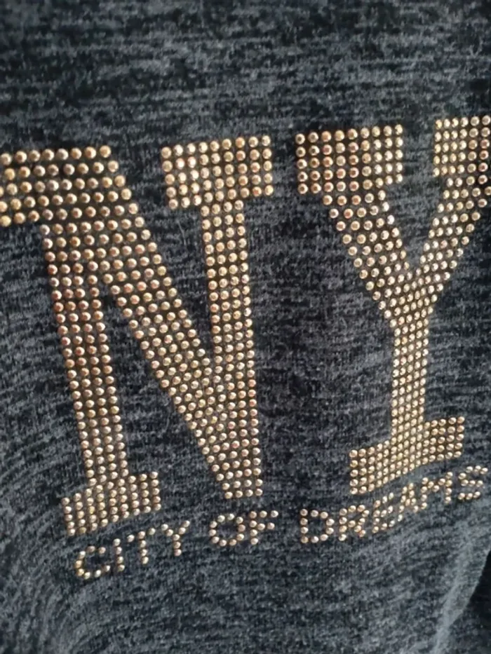 Pull fin manches longues femme gris chiné NY City of Dreams - photo numéro 2