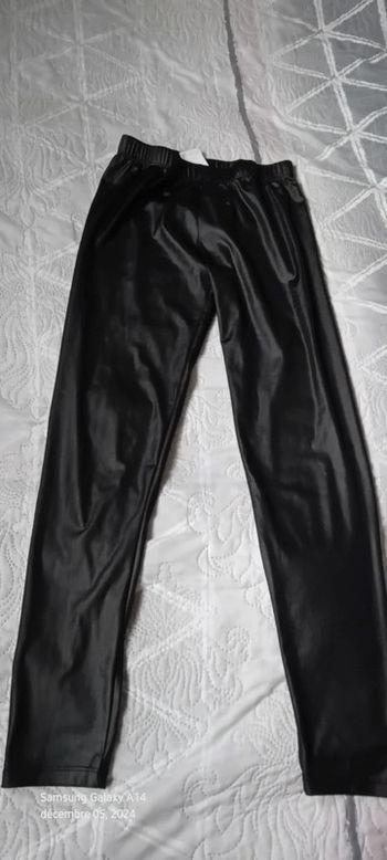 Leggings slim fluide et satiné noir femme S Sorbo fashion