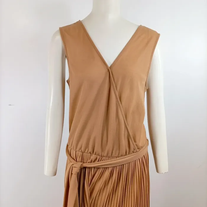 Combinaison pantalon Etam sans manches plissée camel taille M/L chic fluide été A1422 - photo numéro 2