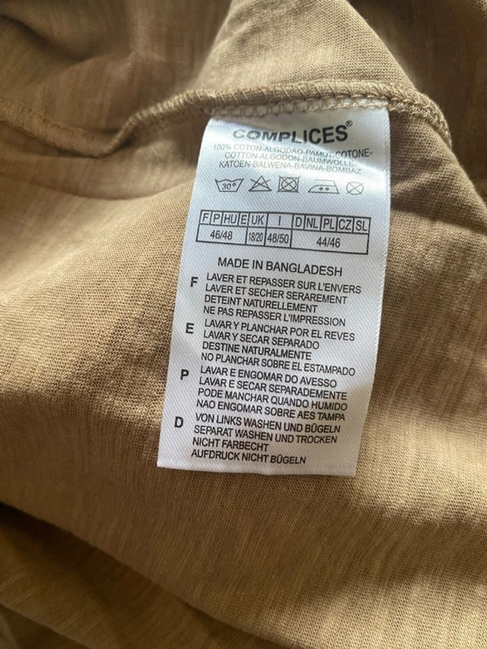 Tee shirt T-shirt Complices taille 46 mais plus 44 Neuf - photo numéro 5