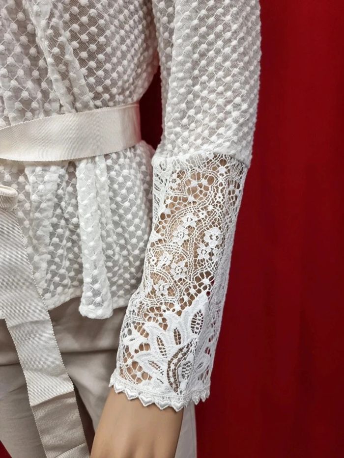 Maje blouse écru dentelle * taille 2 * - photo numéro 6