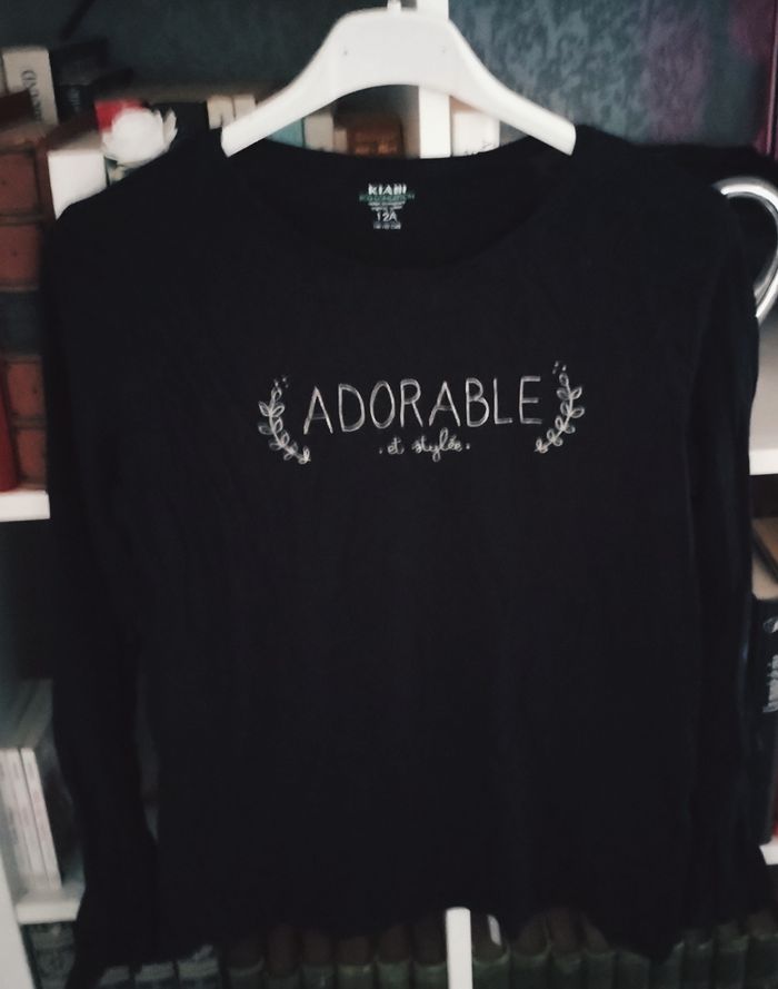 Haut manches longues "Adorable et stylée" Kiabi 100% coton biologique neuf - photo numéro 2