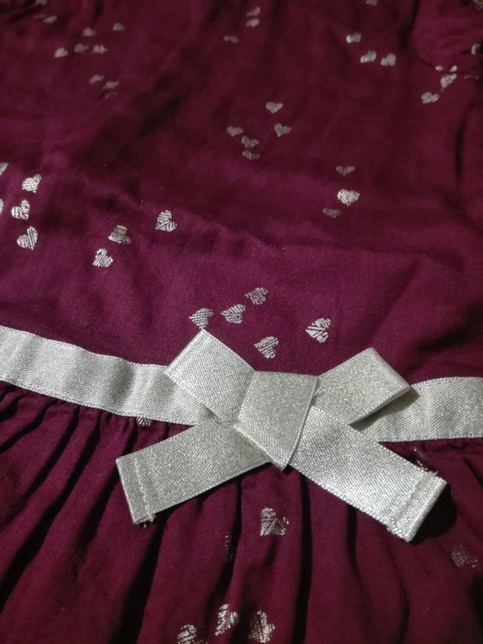 Robe bébé fille 12 mois DPAM bordeaux cœur doré noeud - photo numéro 2
