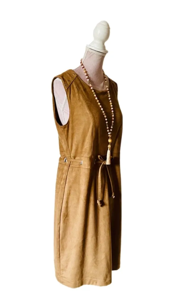 💐🍁Robe bohème chic automnale camel imitation daim 38/40 autumnal natural suede dress🍁💐 - photo numéro 5