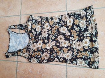 Débardeur long femme 38 (M) noir fleuri Ardene Basic