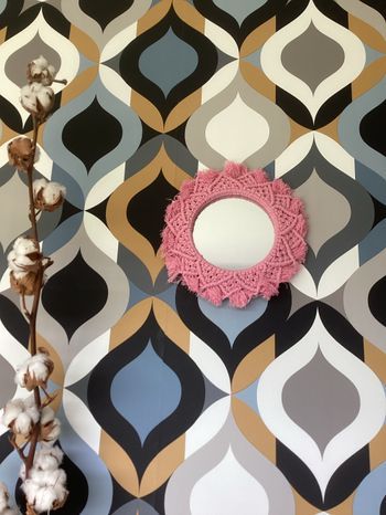 Miroir couronne macramé