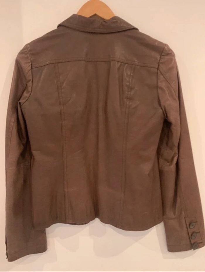 Veste cuir marron femme taille 36 Naf Naf - photo numéro 3