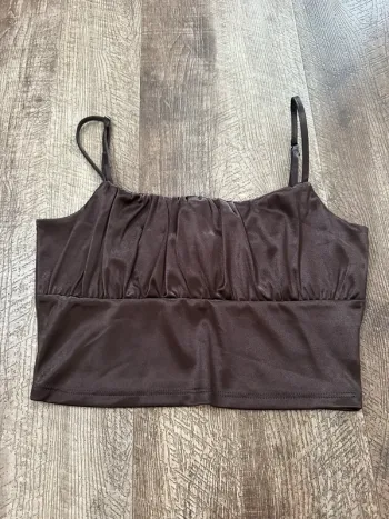 Crop top satin / satiné hm S 36 brun