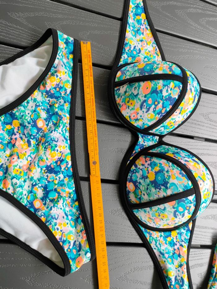 maillot de bain fleur 2 pièces bikini bonnet D ou E - photo numéro 3