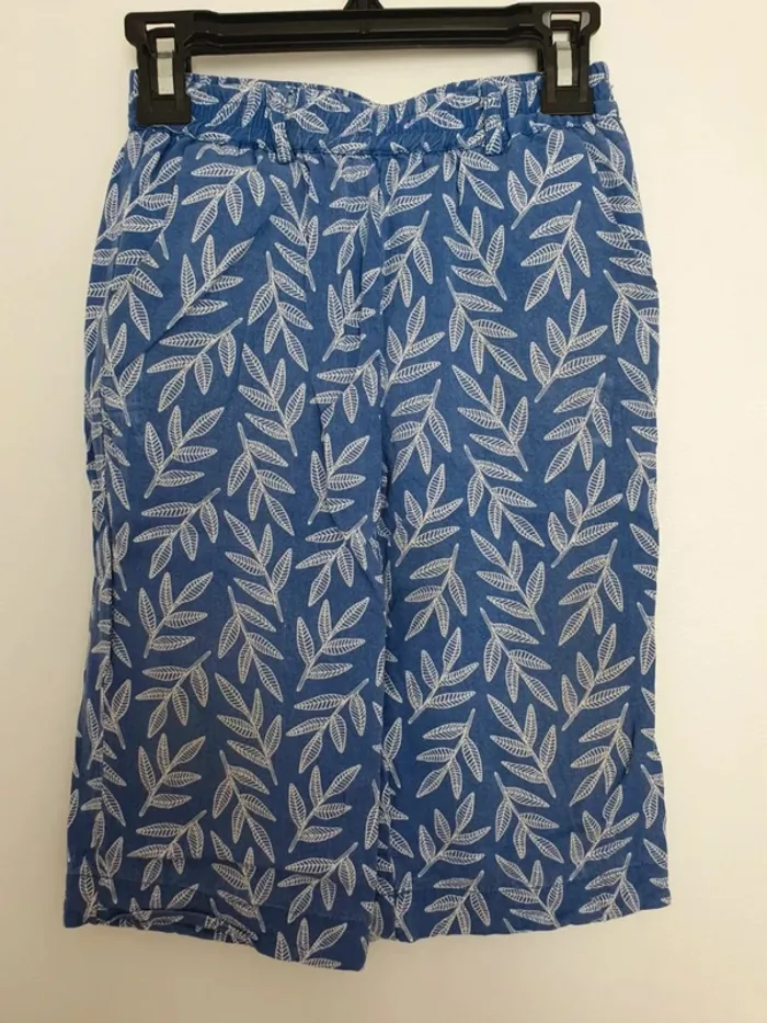 Pantacourt bleu blanc okaidi enfant fille taille 5 ans - photo numéro 2