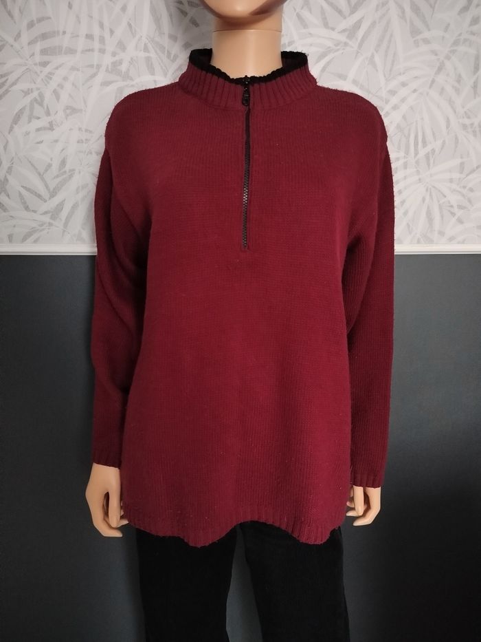 Pull col zippée vintage bordeaux/ prune T42/44 N*482 - photo numéro 3