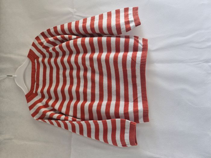 Pull 3 ans Gémo Rouge et blanc rayé hello ! - photo numéro 2