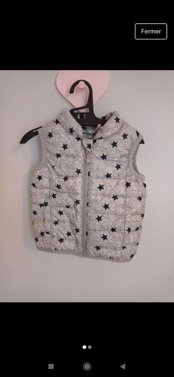 Veste doudoune sans manche grise étoiles noires Orchestra 12 mois