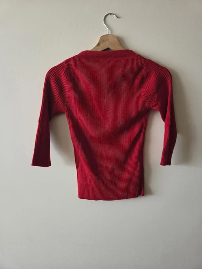 pull fin col V Mng Basics rouge taille S - photo numéro 3