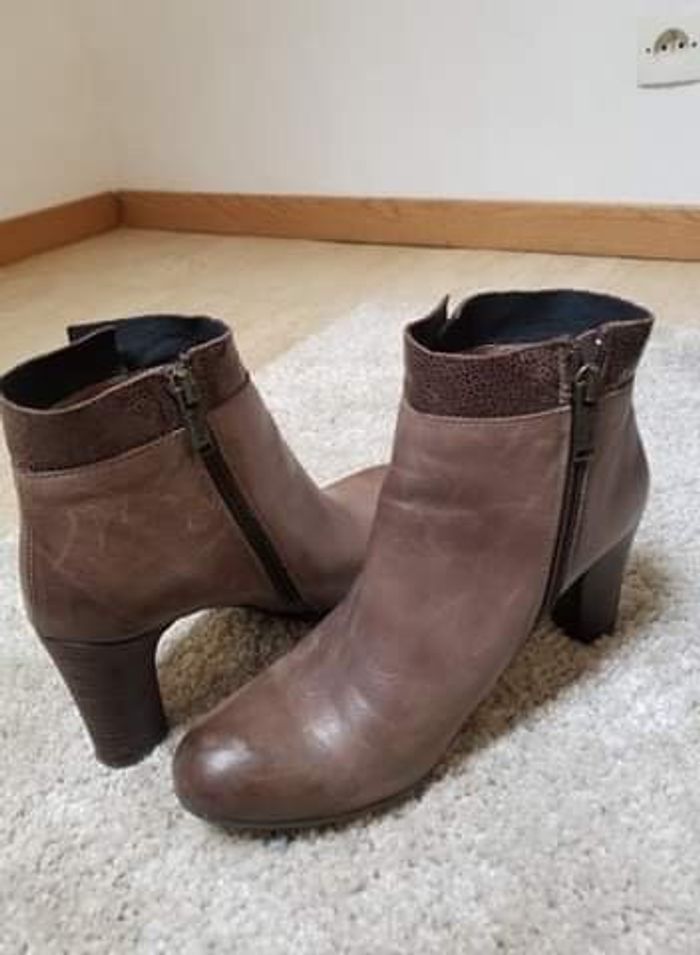 Bottines à talon Minka Design En cuir marron - photo numéro 3
