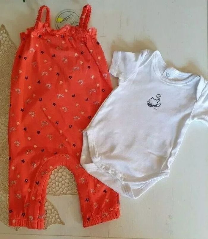 Ensemble salopette fille, Mes petits cailloux T: 3 mois/62 cm - photo numéro 4