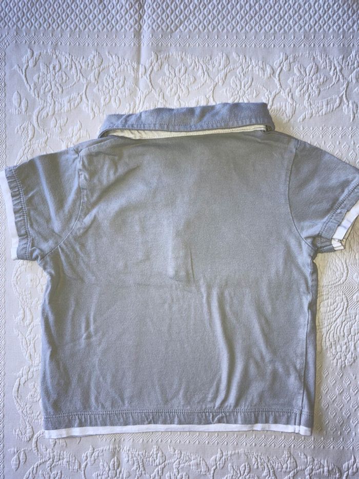 Polo Gris bordé blanc 3 ans Mes Petits Cailloux - photo numéro 2