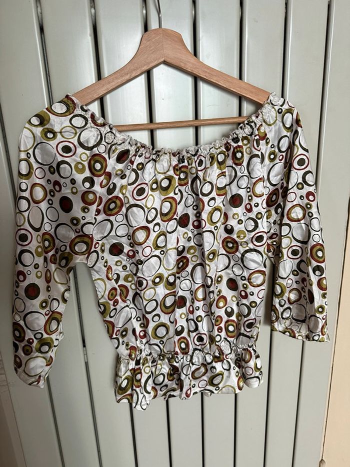 Off the shoulder top vintage en satin M/L - photo numéro 3