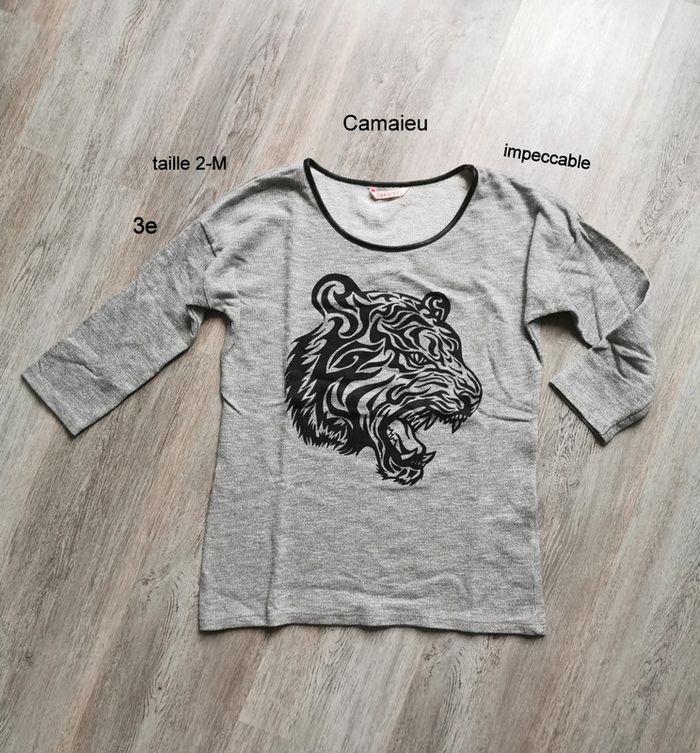 Sweat Camaïeu manche 3/4 taile M 38