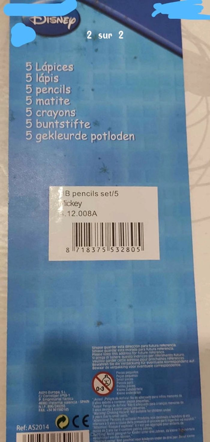 5 Crayons à papier Mickey - Neuf - photo numéro 2