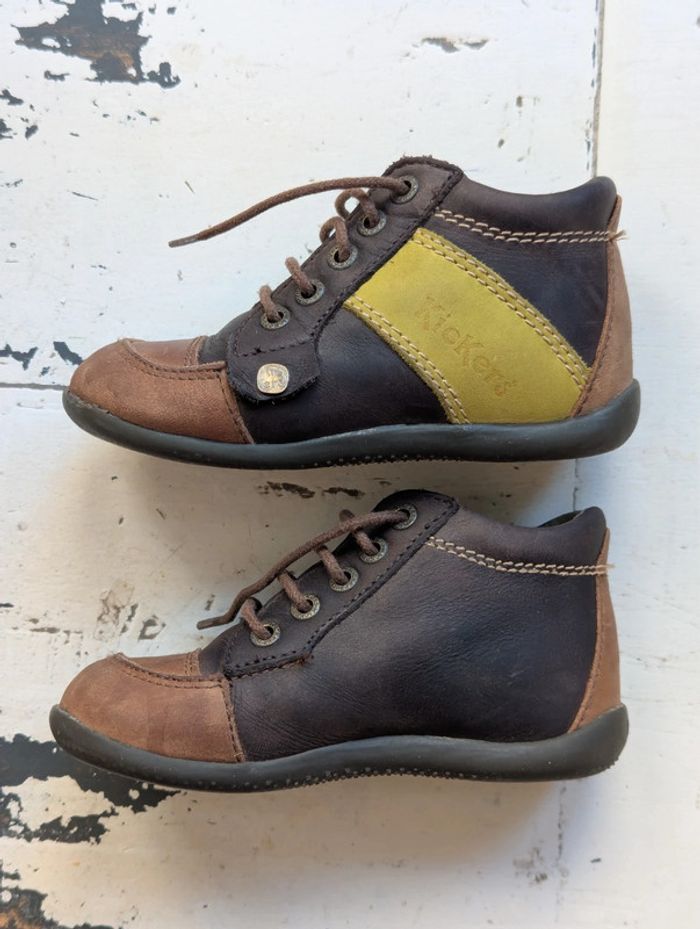 Chaussures montantes cuir marron Kickers – Taille 24 - photo numéro 3