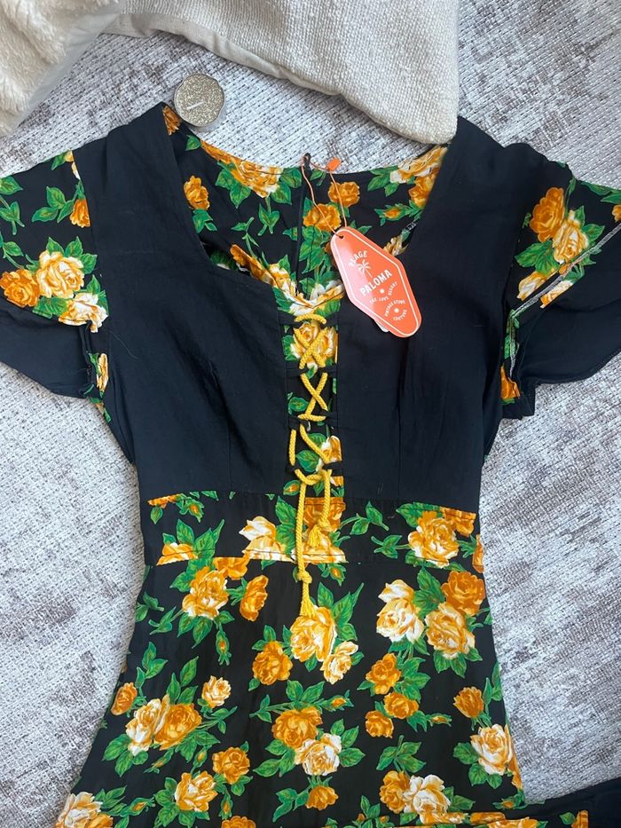 Robe longue vintage fleurie - années 70, taille M - photo numéro 4