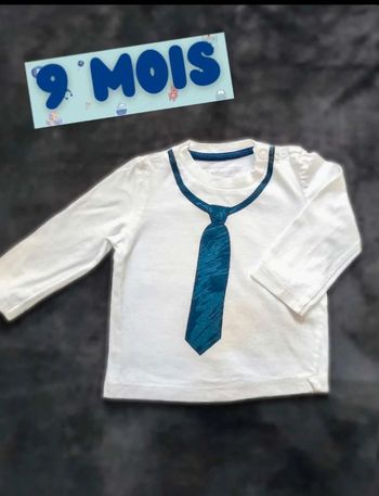 Tee  shirt  manches longues  9mois  cravate