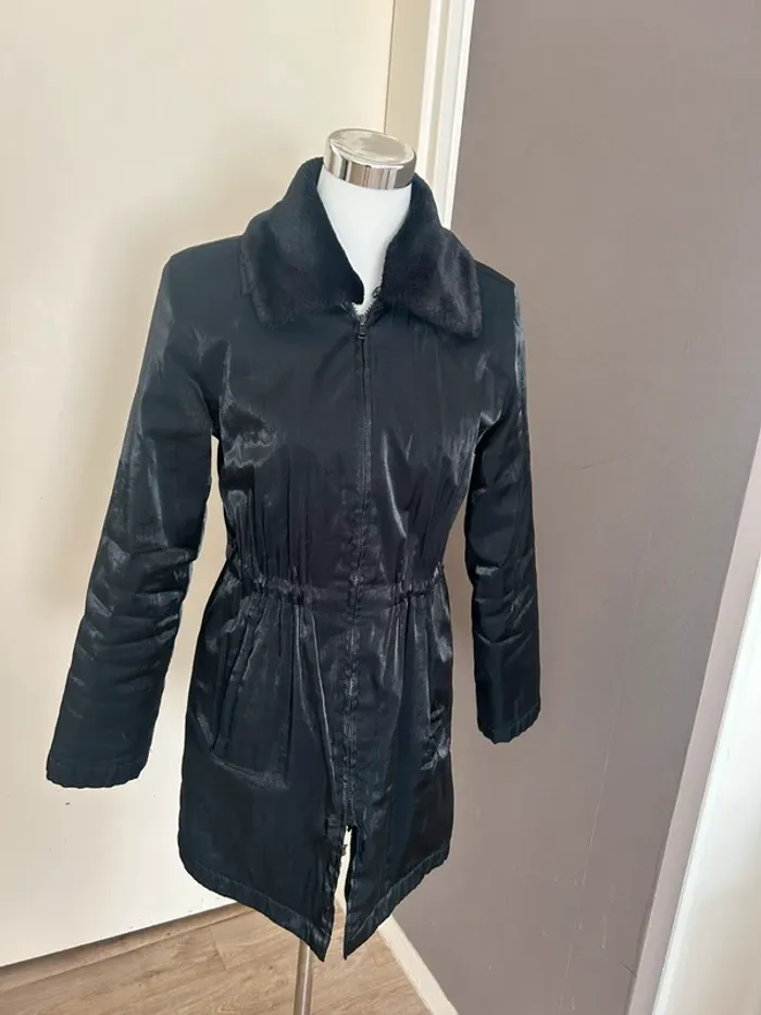 123 manteau parka veste noire, irisée, taille 1/36/38