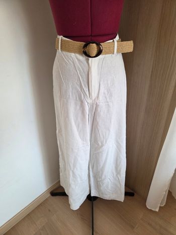 Pantalon large blanc - taille 42 - Mango