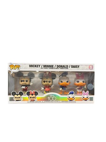 Coffret 4 figurines Funko Pop Disney 100 ans Mickey, Minnie, Donald et Daisy Spécial Édition neuf