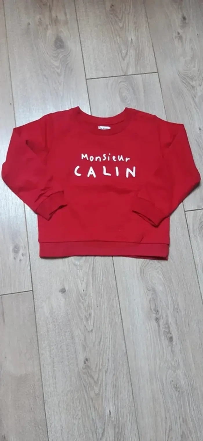 Pull "Monsieur câlin" rouge 36m état neuf