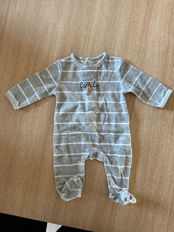 Pyjama velours ligné gris