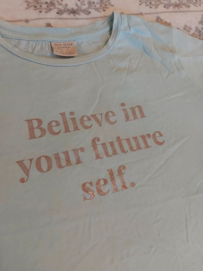 Tee shirt zara girls vert pâle 9 ans - photo numéro 2